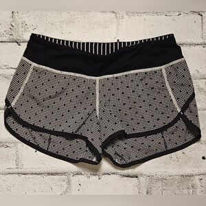 Lululemon Run Speed Shorts Gingham Black White Size 4 Athletic